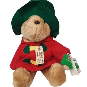 Vintage Sears PADDINGTON BEAR Plush Toy‎ Green Hat Red Coat Teddy Bear 16"